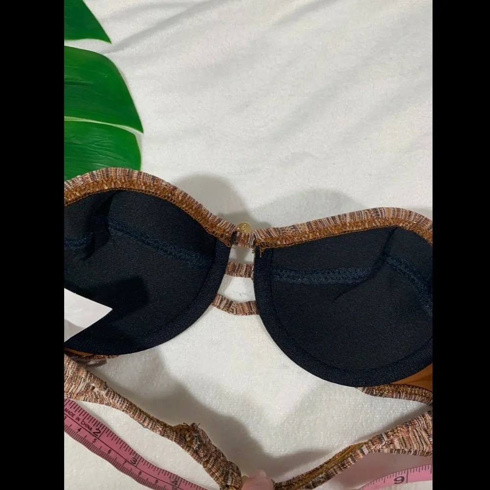 NWT $96 Ale By Alessandra Ambrosio Copper Underwire Bikini Top [ SZ XS ] brown‎